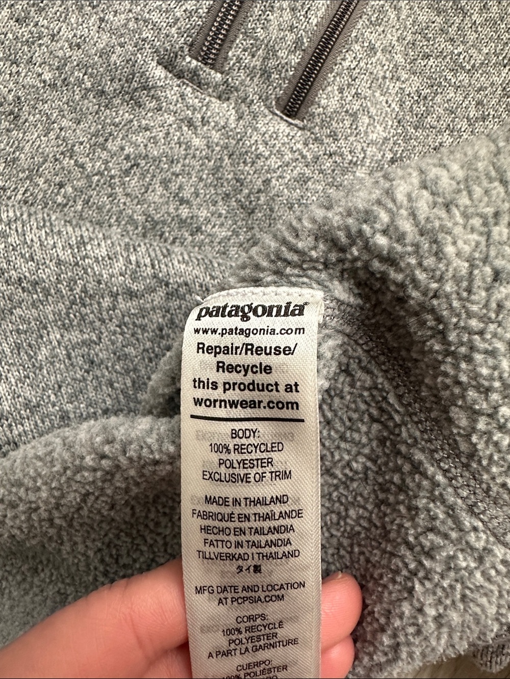 PRICE FIRM Patagonia Gray Half-Zip Fleece Pullover with Chest Zip - Picture 5 of 6
